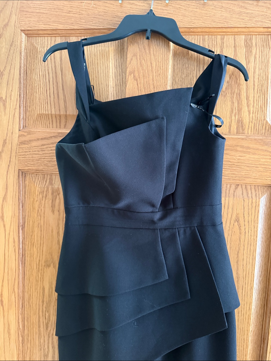 Black Halo Black Tiered Asymmetric Maxi Dress